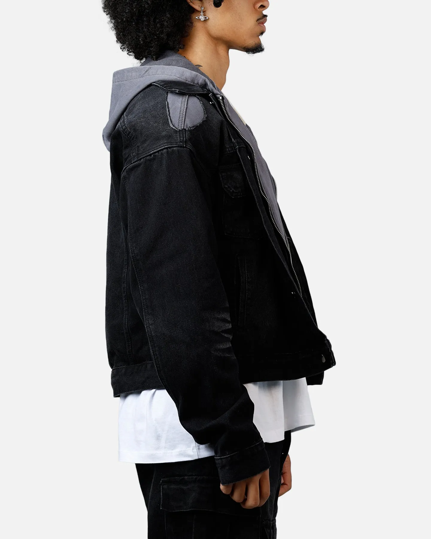 MNML Denim Dissolved Trucker Jacket Black/Grey