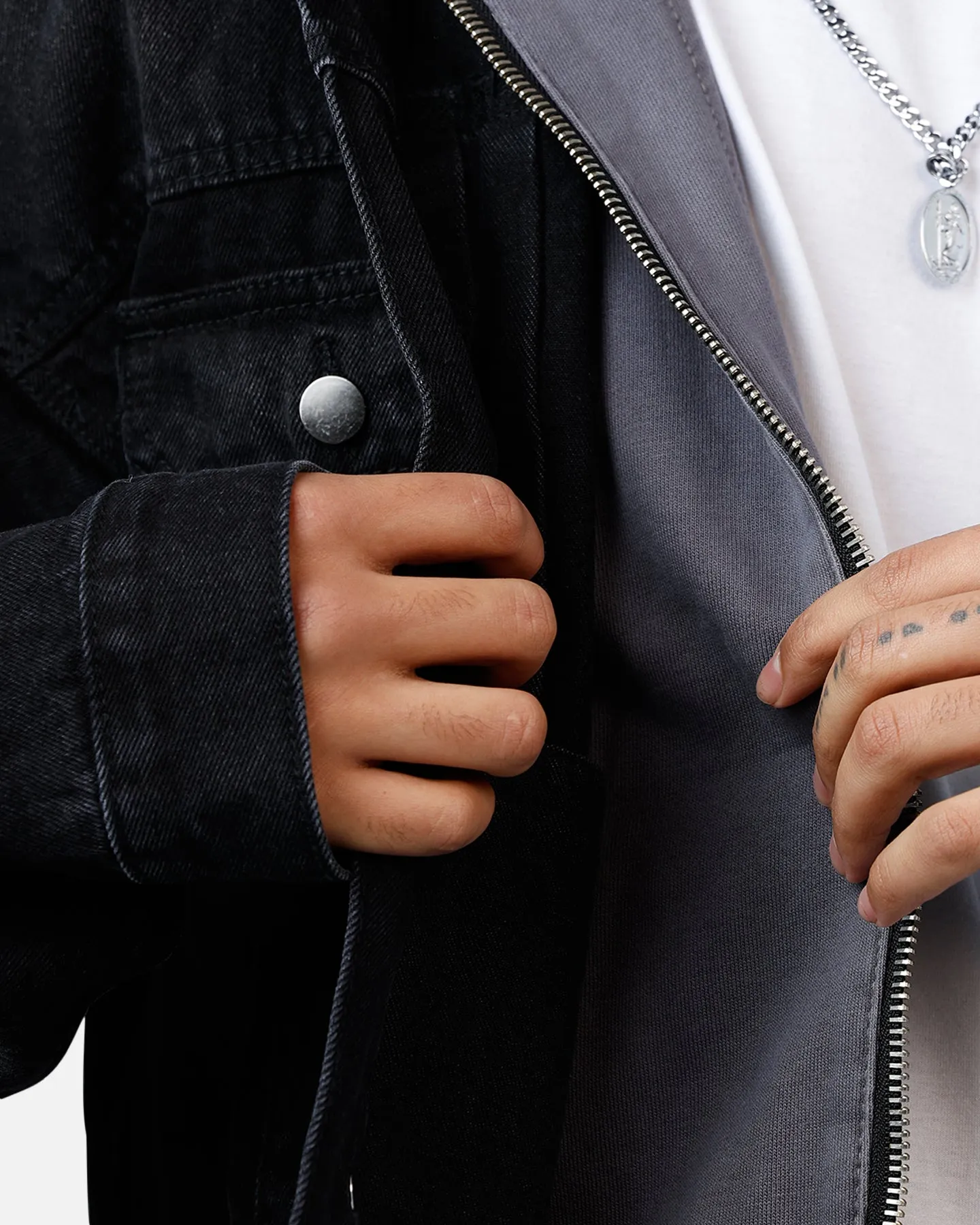 MNML Denim Dissolved Trucker Jacket Black/Grey