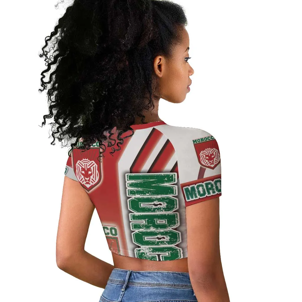 Morocco Soccer Raglan Cropped T shirt Atlas Lions Football - Road To Champion DT03