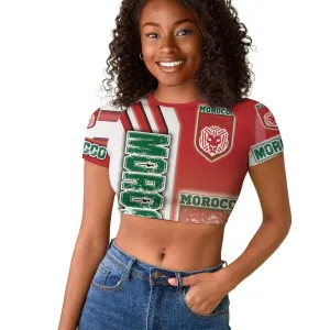 Morocco Soccer Raglan Cropped T shirt Atlas Lions Football - Road To Champion DT03