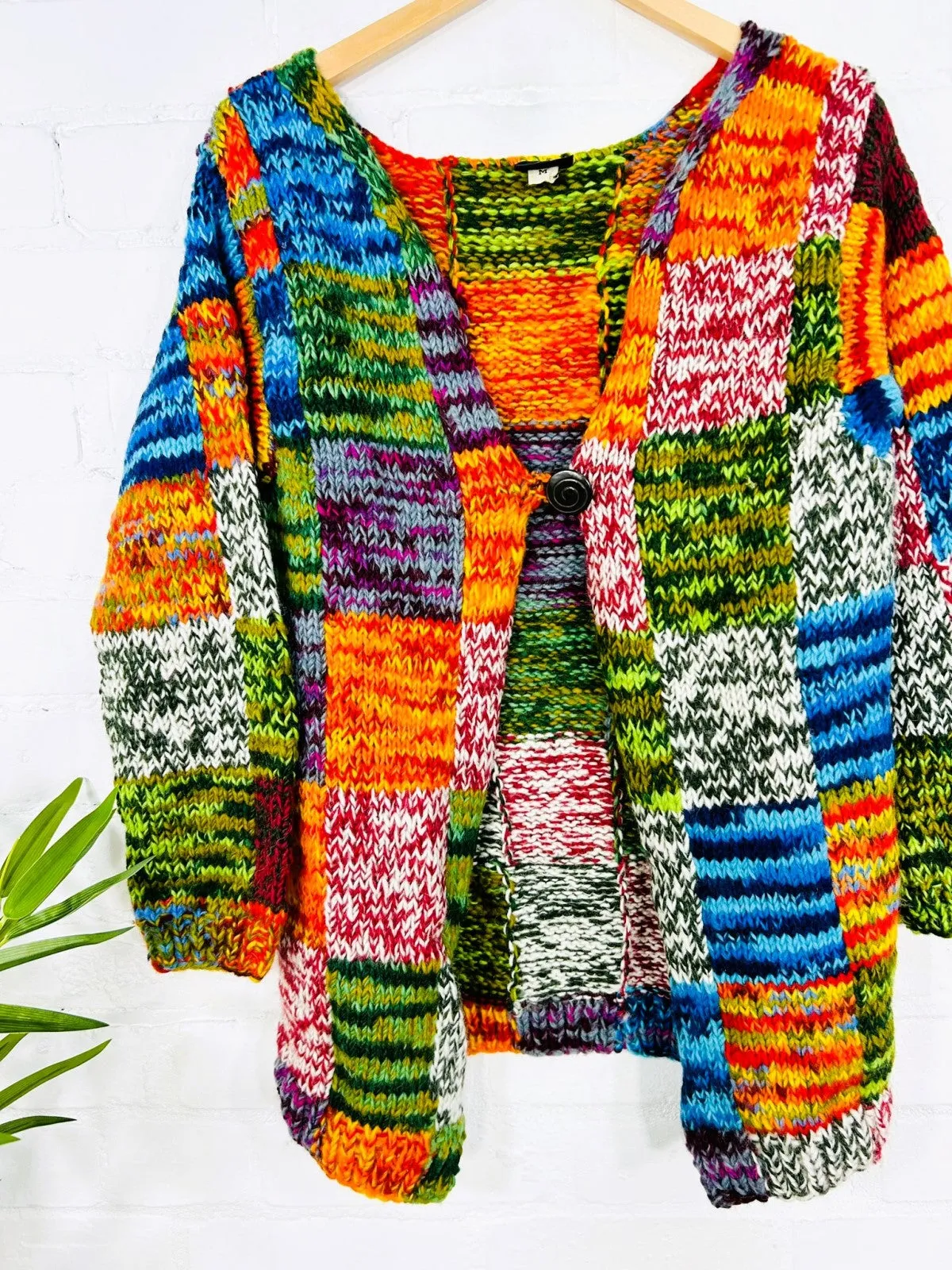 Multi Patchwork Knitted Cardigan