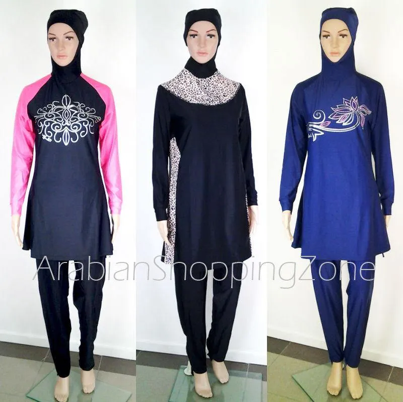 Muslim Islamic Full Cover Swimwear Beach Wear Costumes S-3XL