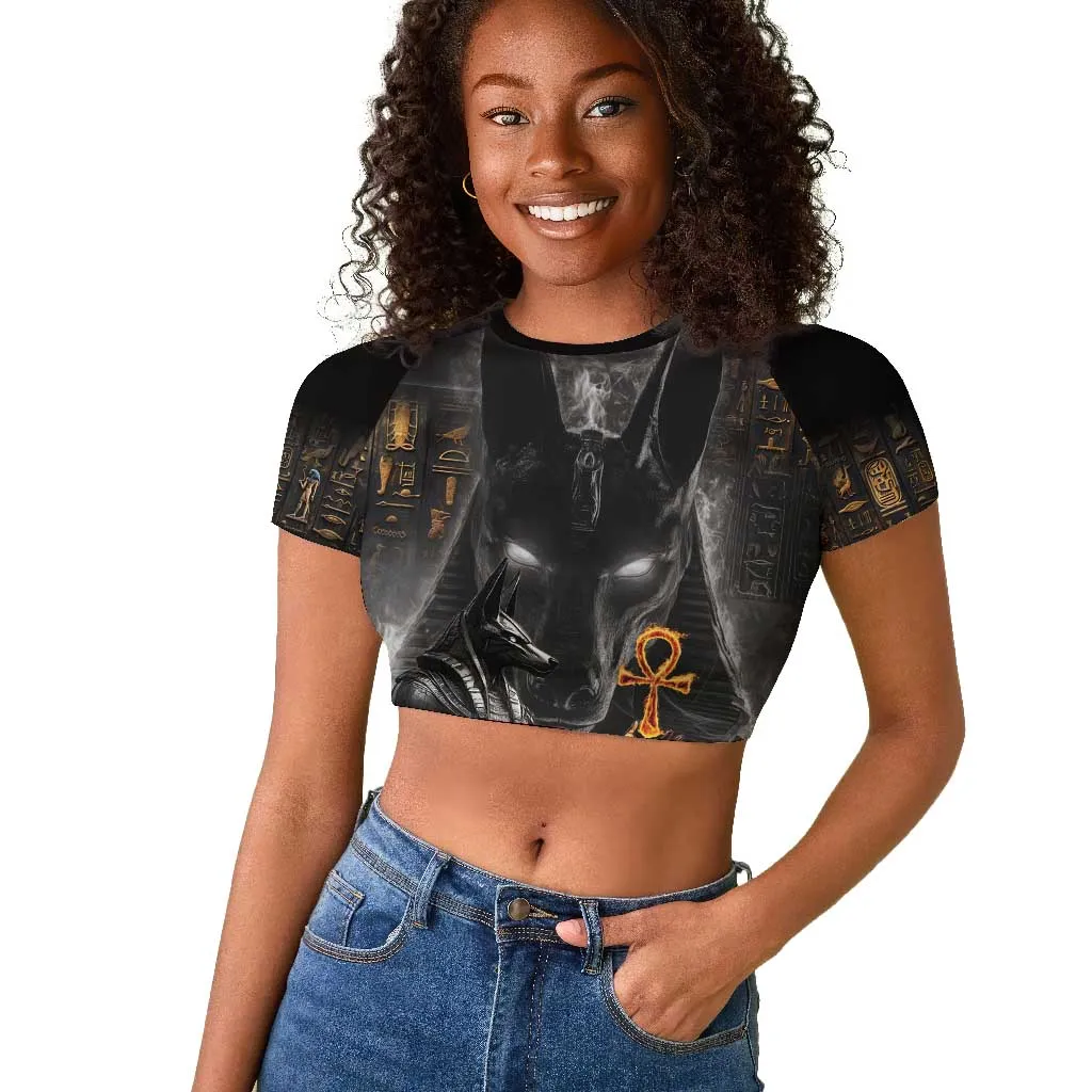 Mythical Anubis Raglan Cropped T shirt The Egyptian God of Death LT9