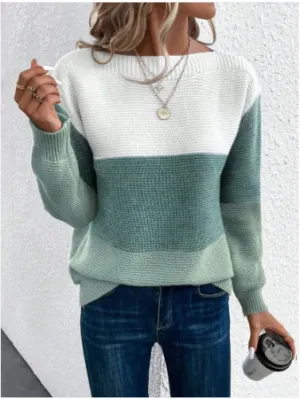 Nalia - elegant three-color patchwork sweater