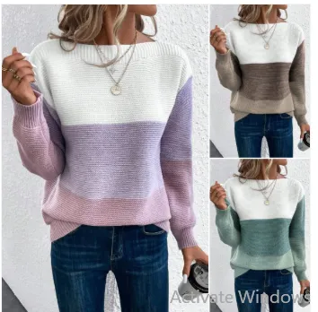 Nalia - elegant three-color patchwork sweater