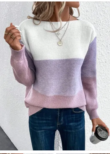 Nalia - elegant three-color patchwork sweater