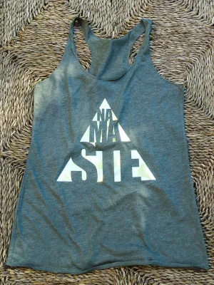 Namasté Racerback Yoga Tank - Military Green with Gold Foil