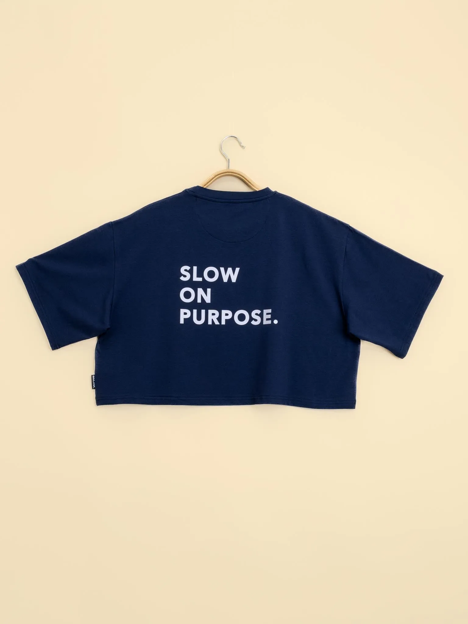 Navy Cropped T-shirt Dames