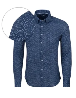 Navy Novelty Knit Long Sleeve Shirt