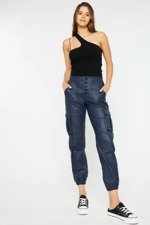 Nelly High Rise Faux Leather Cargo Joggers