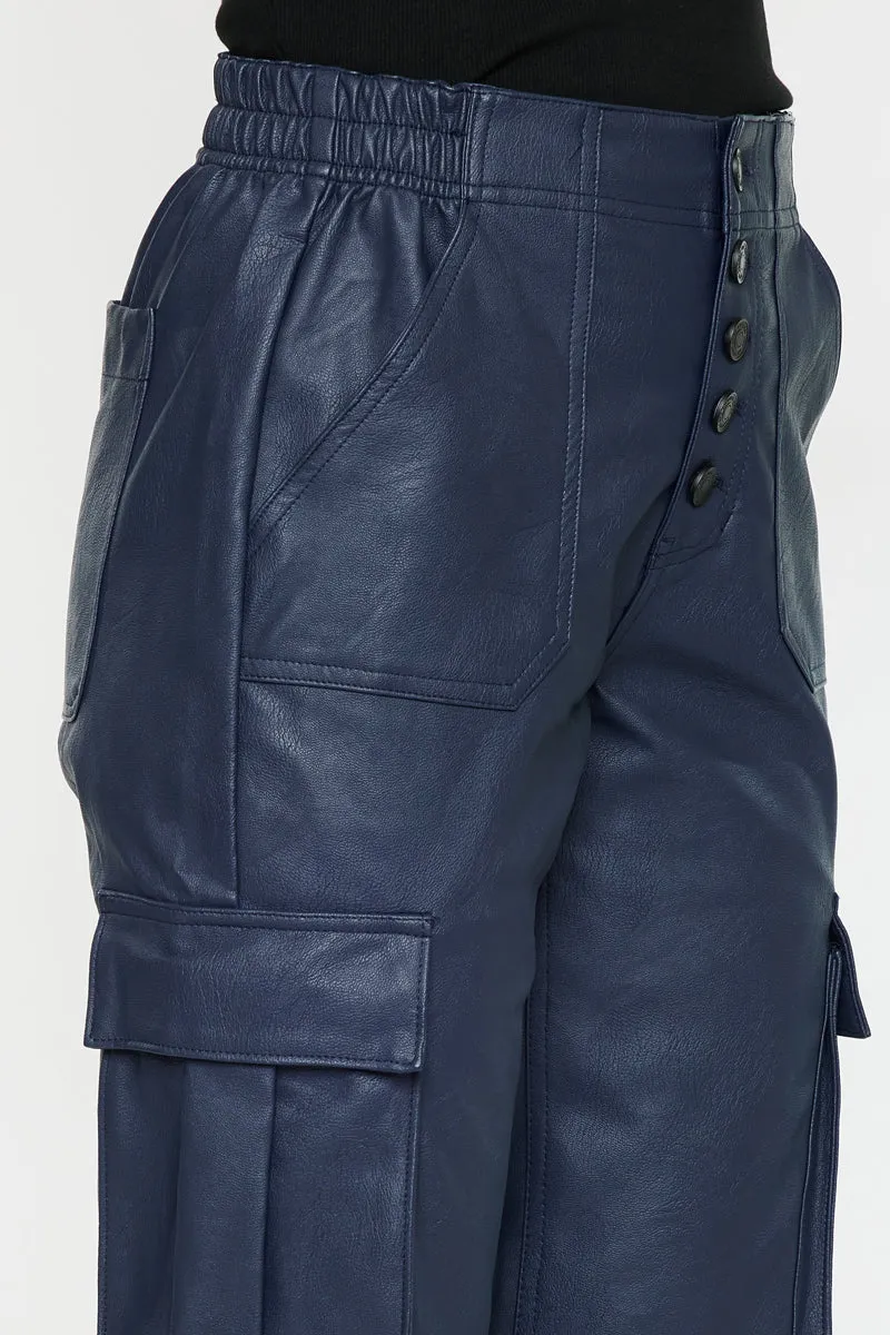 Nelly High Rise Faux Leather Cargo Joggers