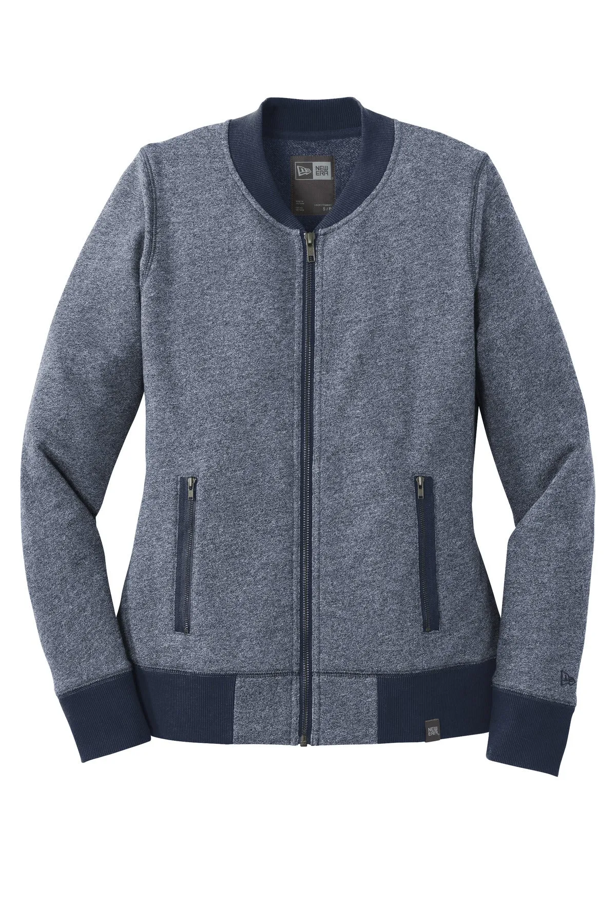 New Era Women's French Terry Baseball Full-Zip. LNEA503 True Navy Twist/ True Navy