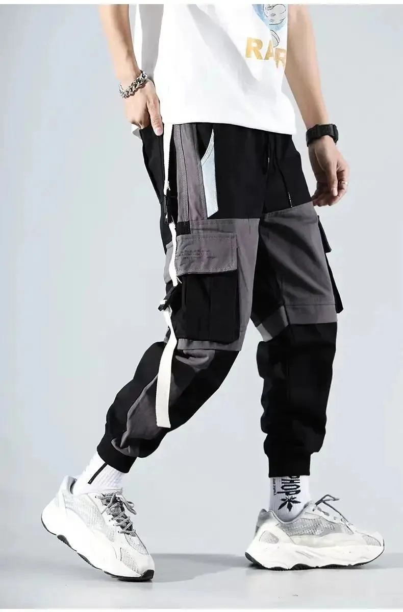 New Streetwear Men's Multi Pockets Cargo Harem Pants Hip Hop Casual Male Track Pants Joggers Trousers Fashion Harajuku Men Pants