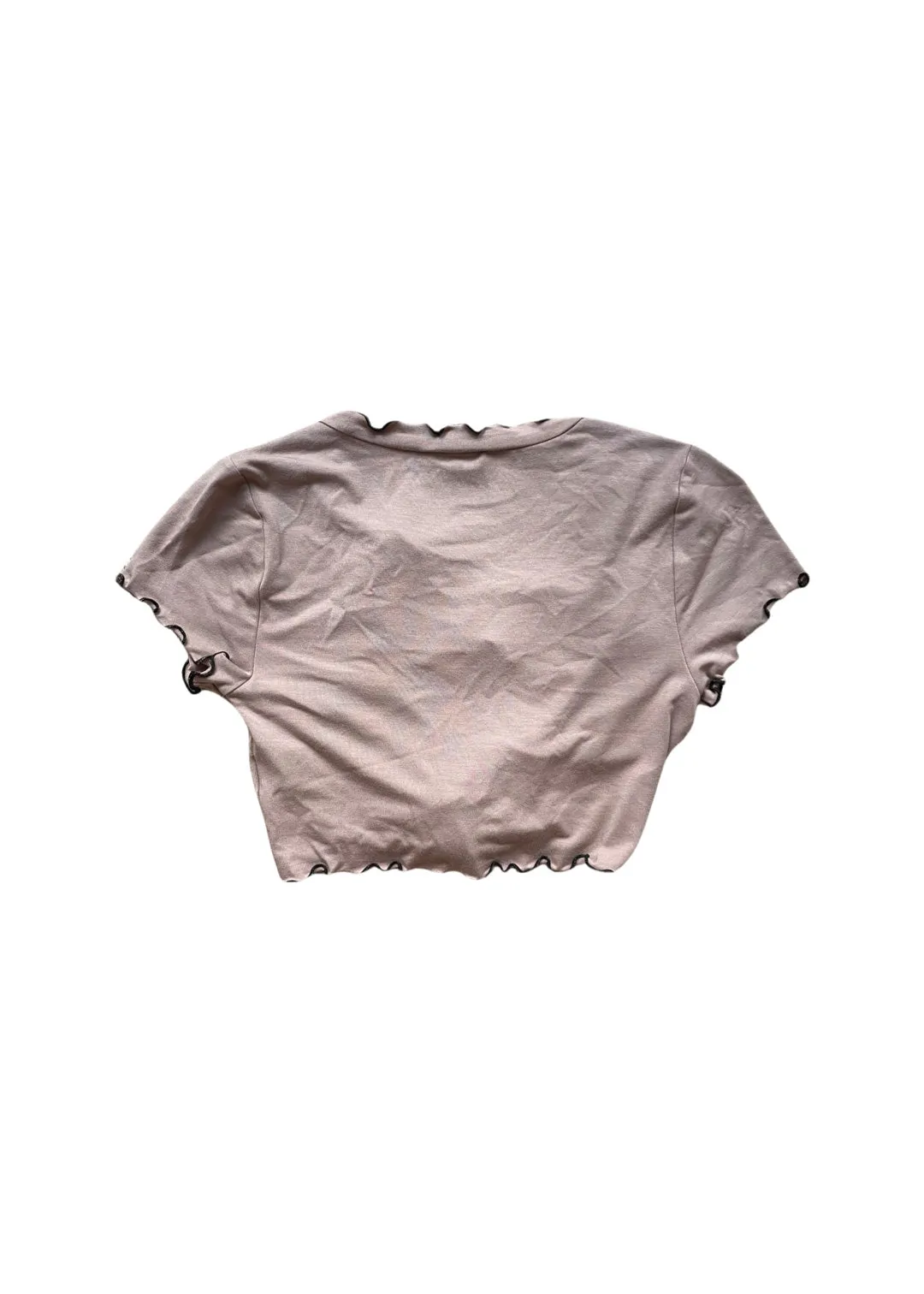 Nia Contrast Thread Crop Top - Beige