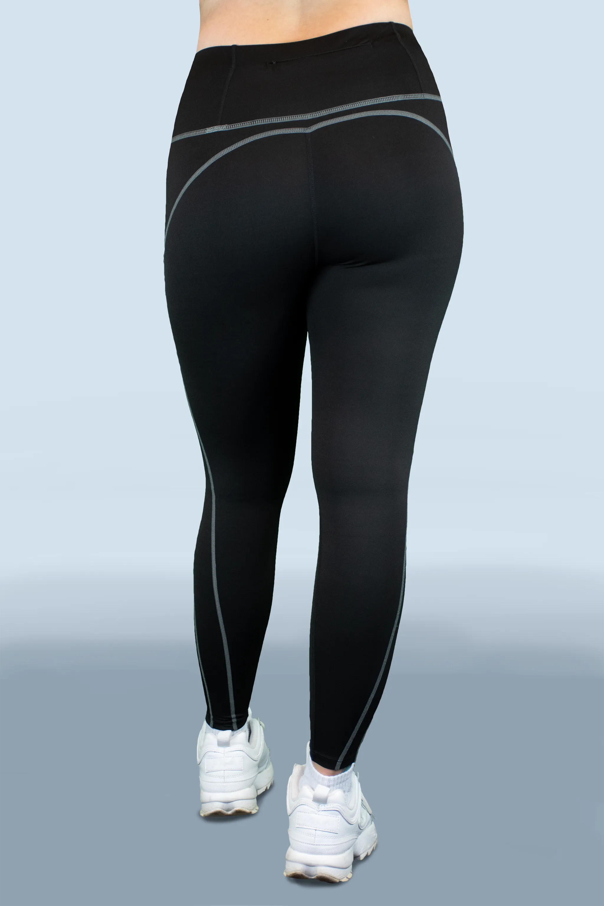 No Plateau Contrast Seam Leggings – Black | High-Performance Tummy Control Activewear