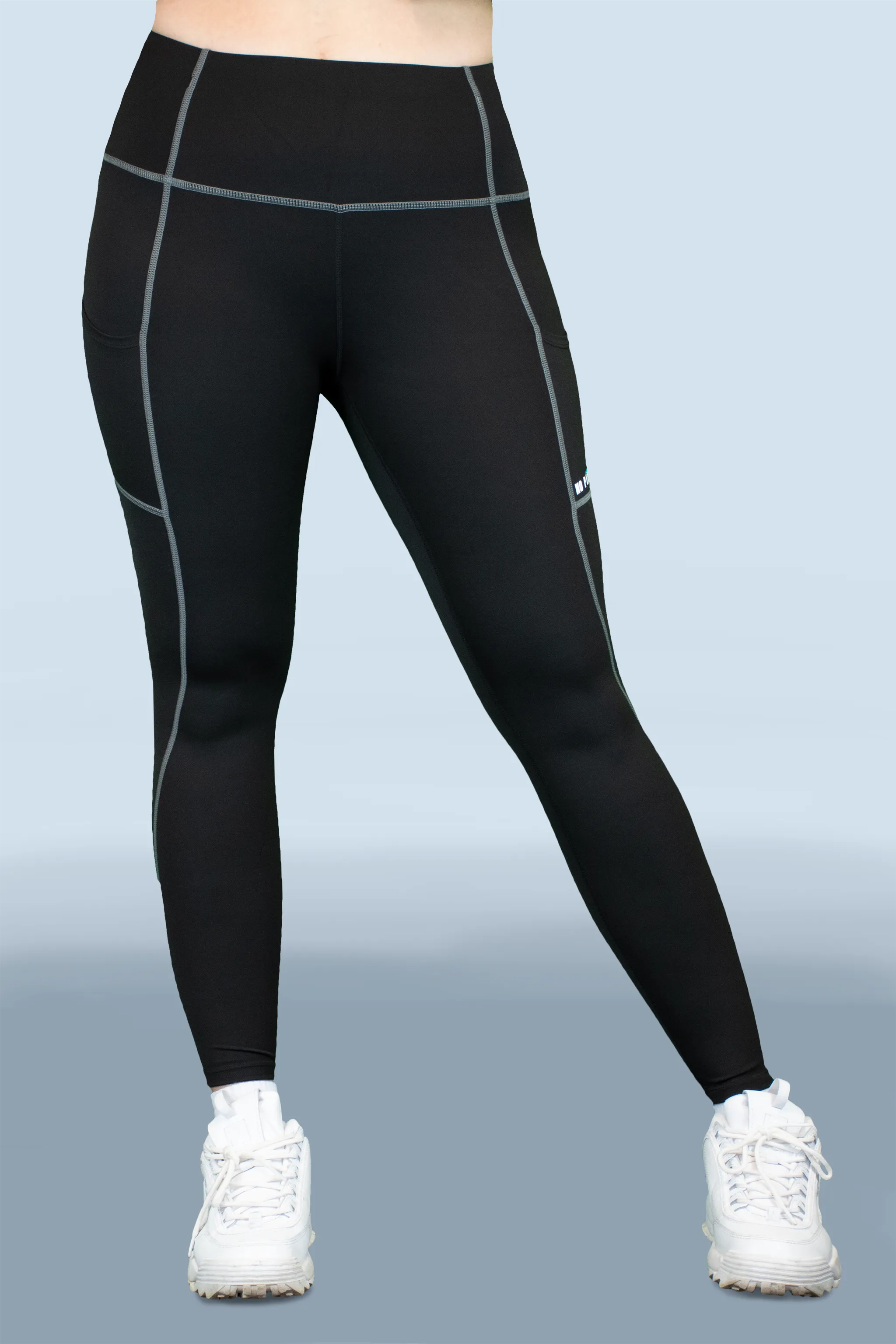 No Plateau Contrast Seam Leggings – Black | High-Performance Tummy Control Activewear