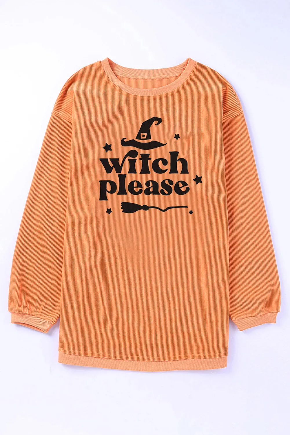Orange Witch Please Halloween Graphic Corded Sweatshirt