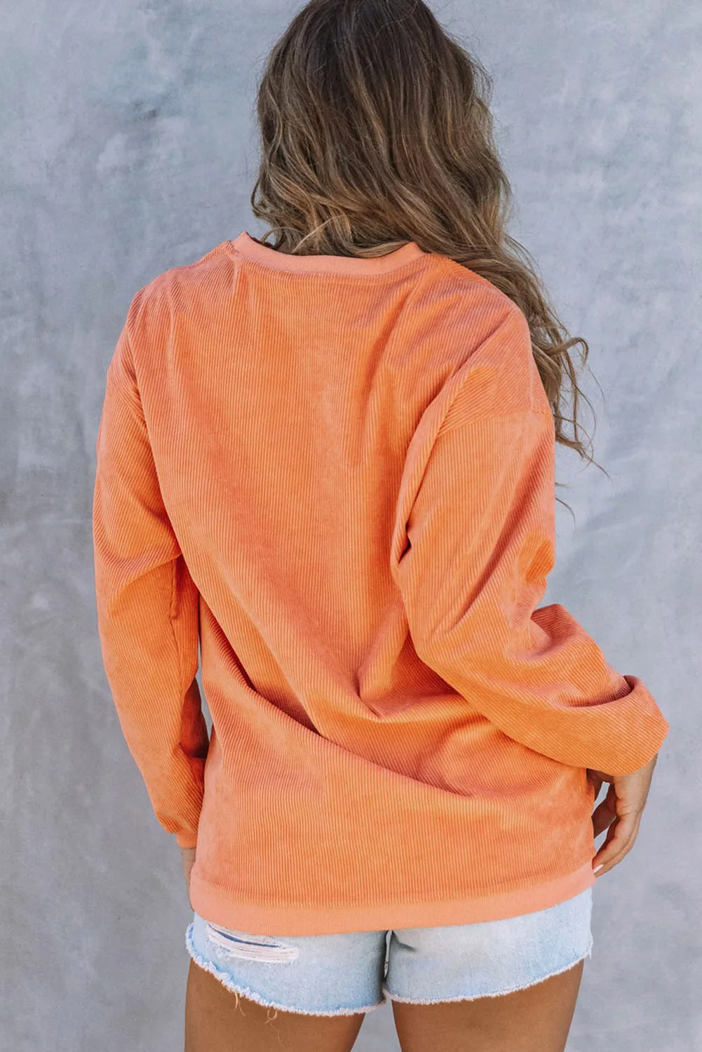 Orange Witch Please Halloween Graphic Corded Sweatshirt