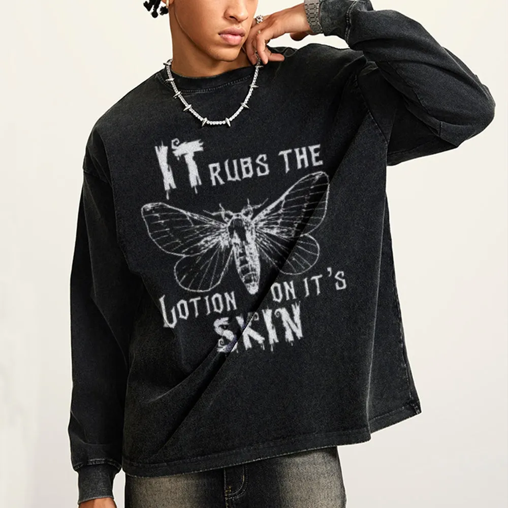 Oversized Vintage Washed Butterfly Graphic Sweatshirt