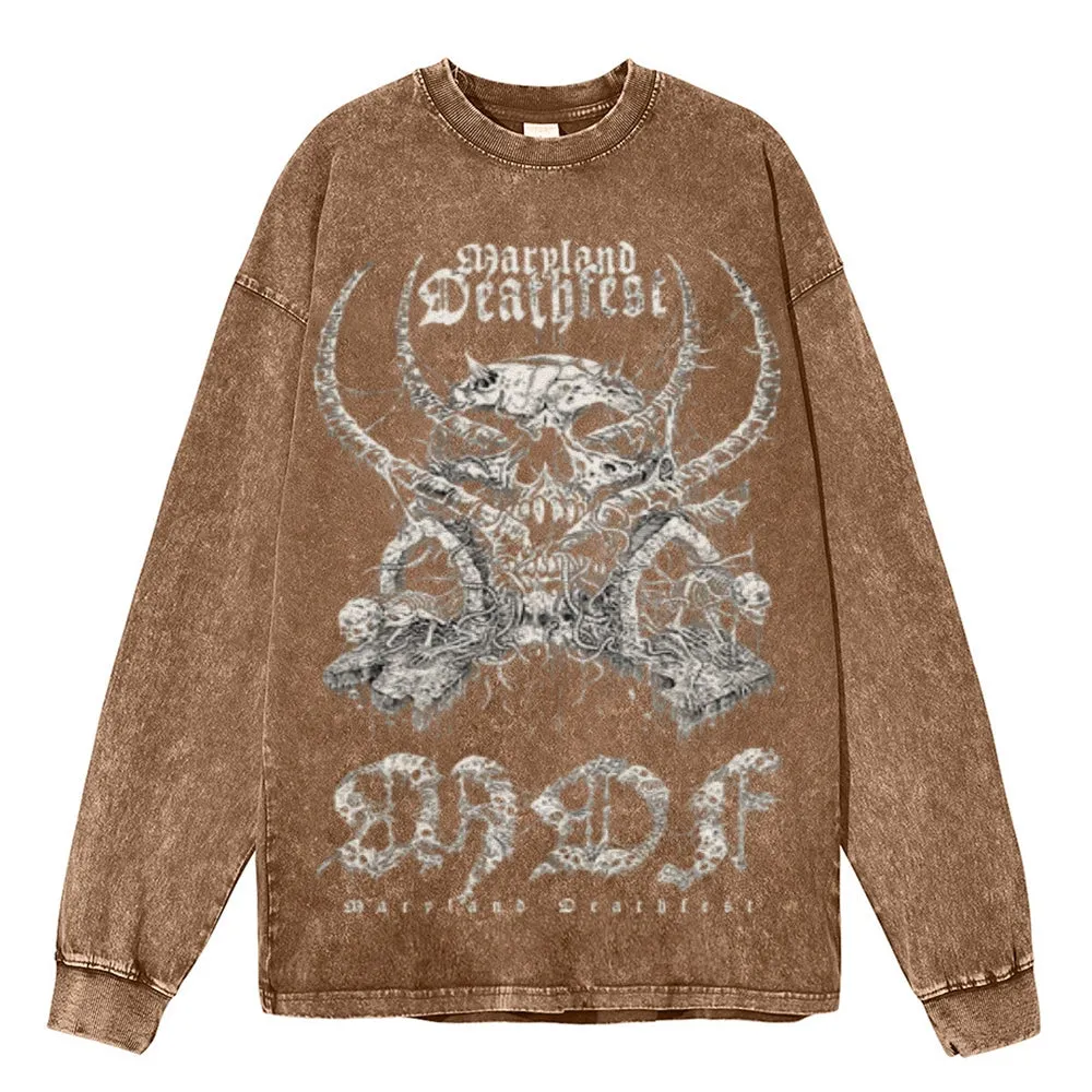 Oversized Vintage Washed Gothic Grunge Graphic Sweatshirt