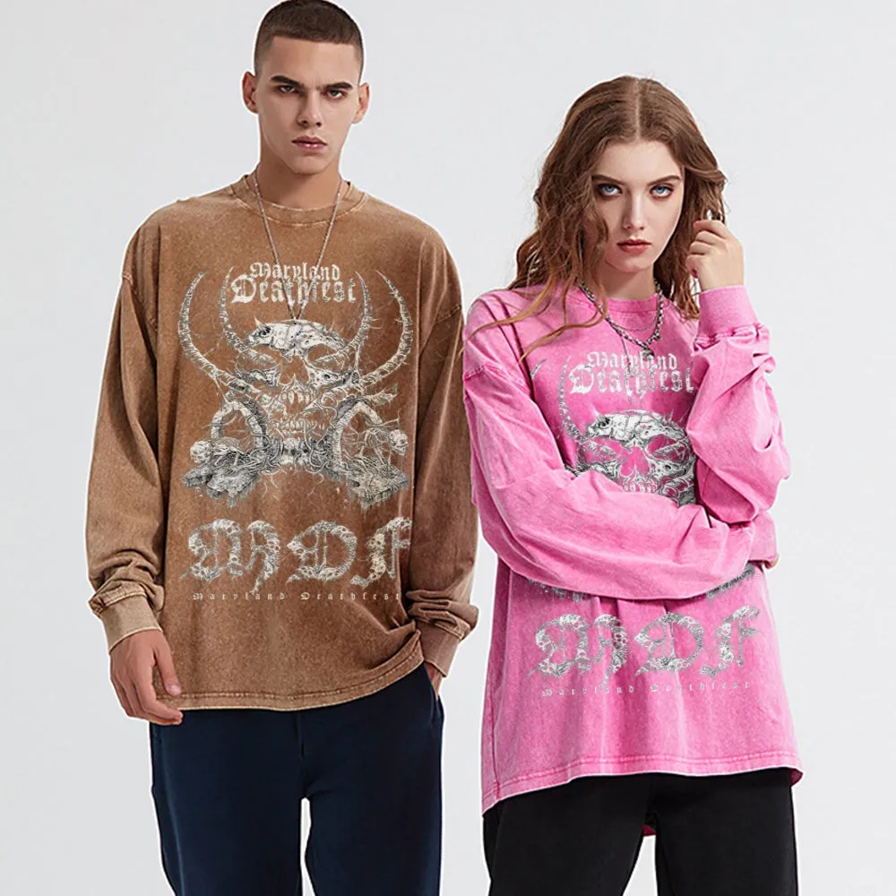 Oversized Vintage Washed Gothic Grunge Graphic Sweatshirt