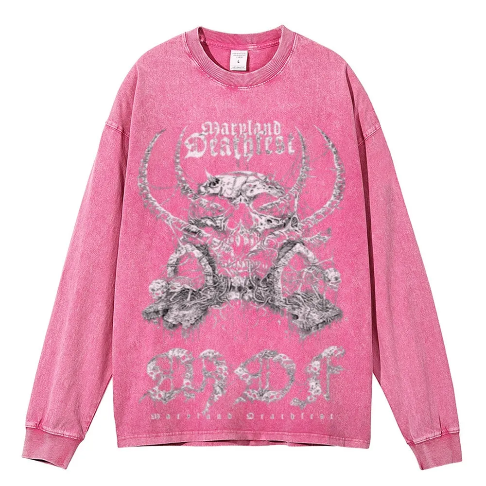 Oversized Vintage Washed Gothic Grunge Graphic Sweatshirt