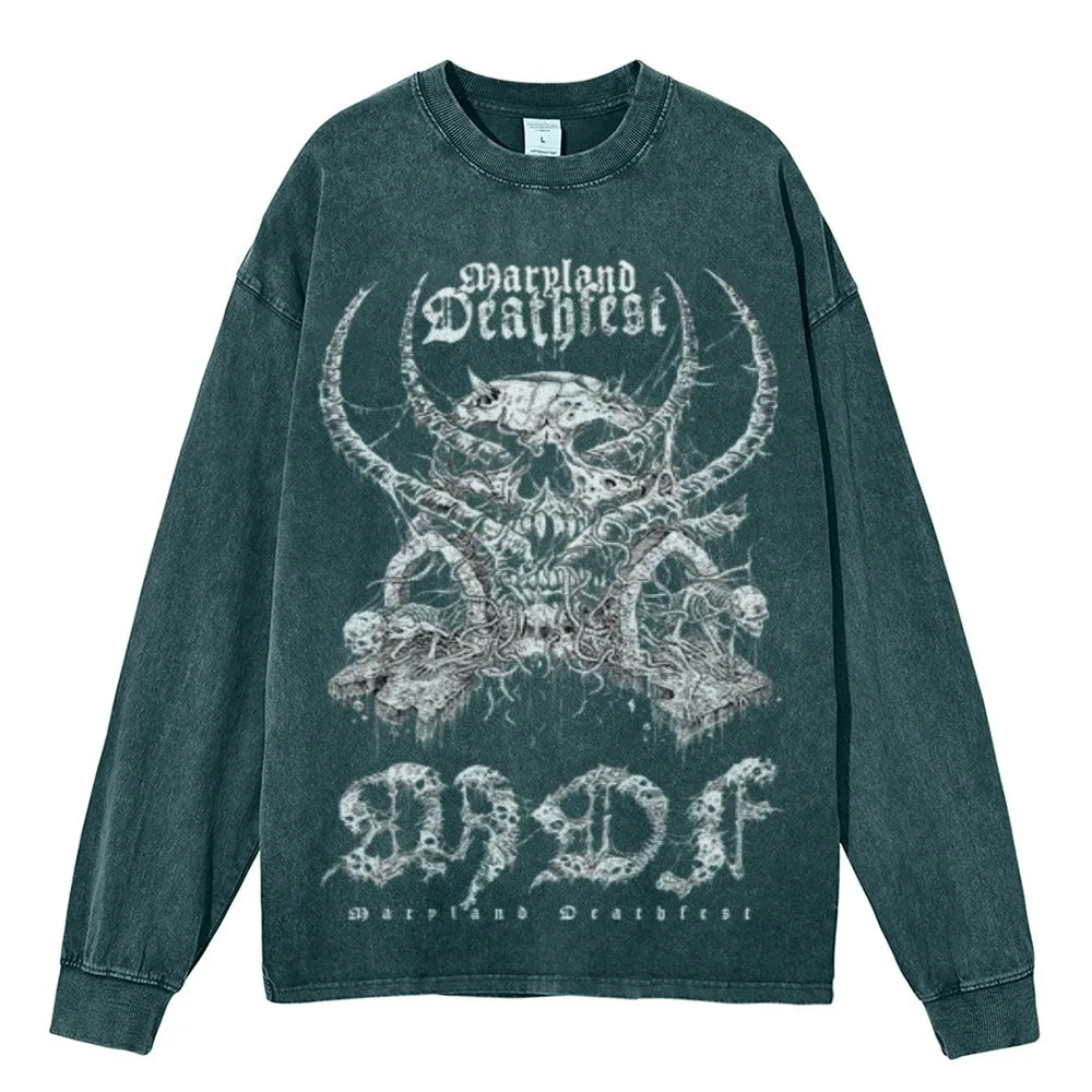 Oversized Vintage Washed Gothic Grunge Graphic Sweatshirt
