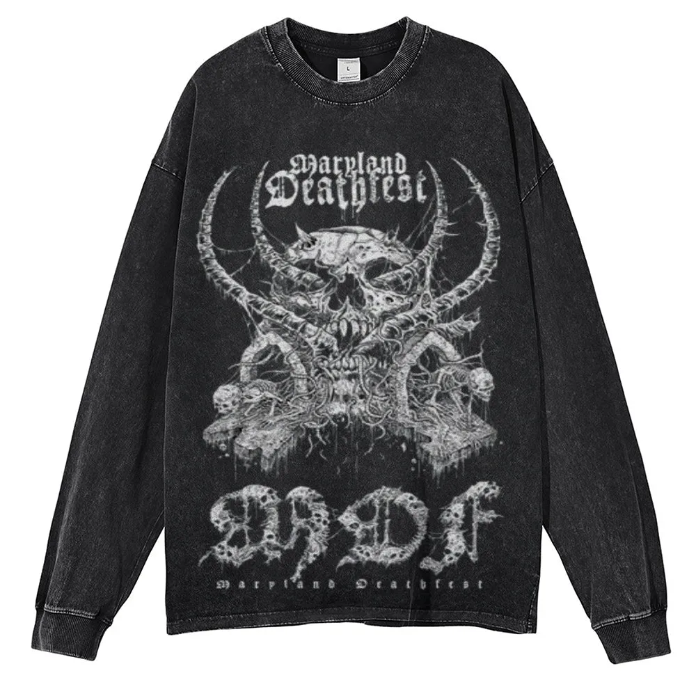 Oversized Vintage Washed Gothic Grunge Graphic Sweatshirt