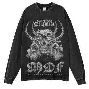 Oversized Vintage Washed Gothic Grunge Graphic Sweatshirt