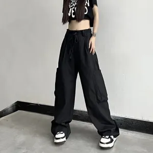 Patch Pocket Black Cargo Pants