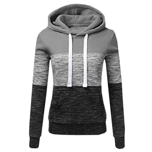 Patchwork Hoodies Sweatshirts Women Casual Pullover Tops  Jumper Hooded Sweatshirt Female Hoodie Sudadera Plus Size S-5XL
