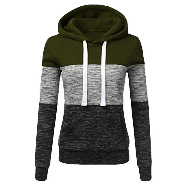 Patchwork Hoodies Sweatshirts Women Casual Pullover Tops  Jumper Hooded Sweatshirt Female Hoodie Sudadera Plus Size S-5XL