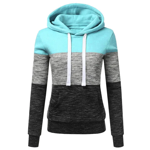 Patchwork Hoodies Sweatshirts Women Casual Pullover Tops  Jumper Hooded Sweatshirt Female Hoodie Sudadera Plus Size S-5XL