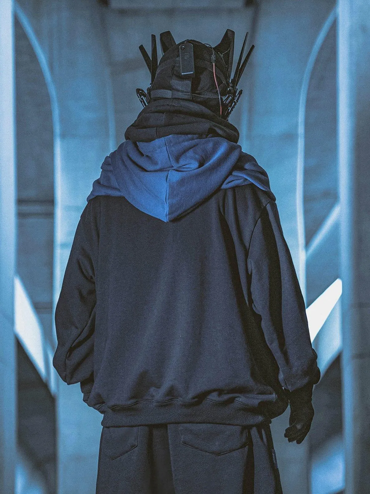 Patchwork Sleeve Fake Two Hoodie