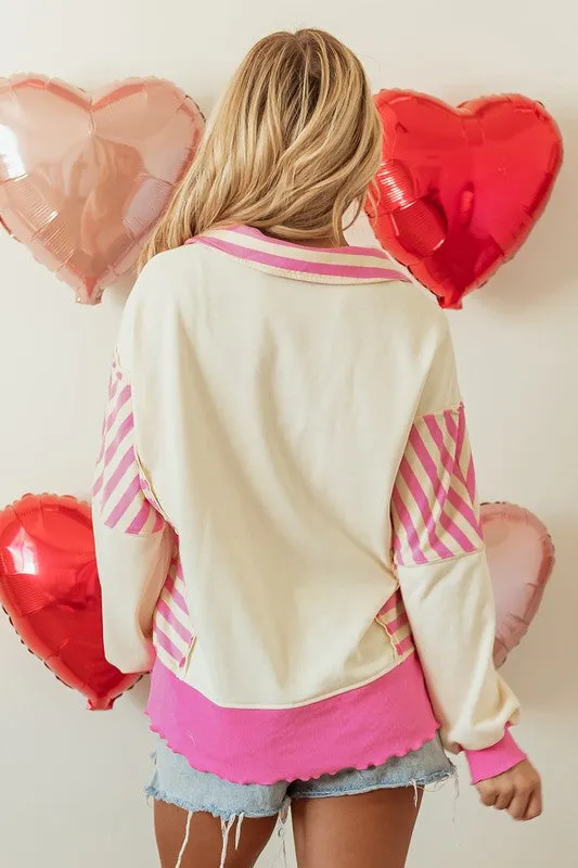 Perfect in Pink Collared French Terry Top