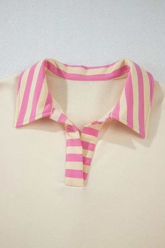 Perfect in Pink Collared French Terry Top