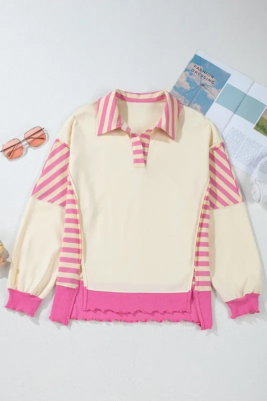 Perfect in Pink Collared French Terry Top
