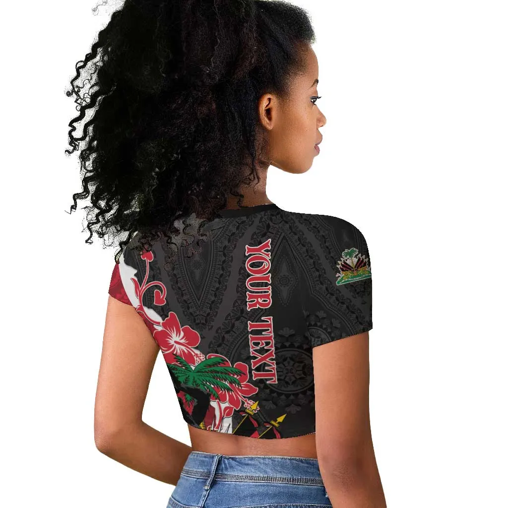 Personalised Afro Ayiti Neg Marron Raglan Cropped T shirt Dashiki Mix Polynesian Pattern LT01