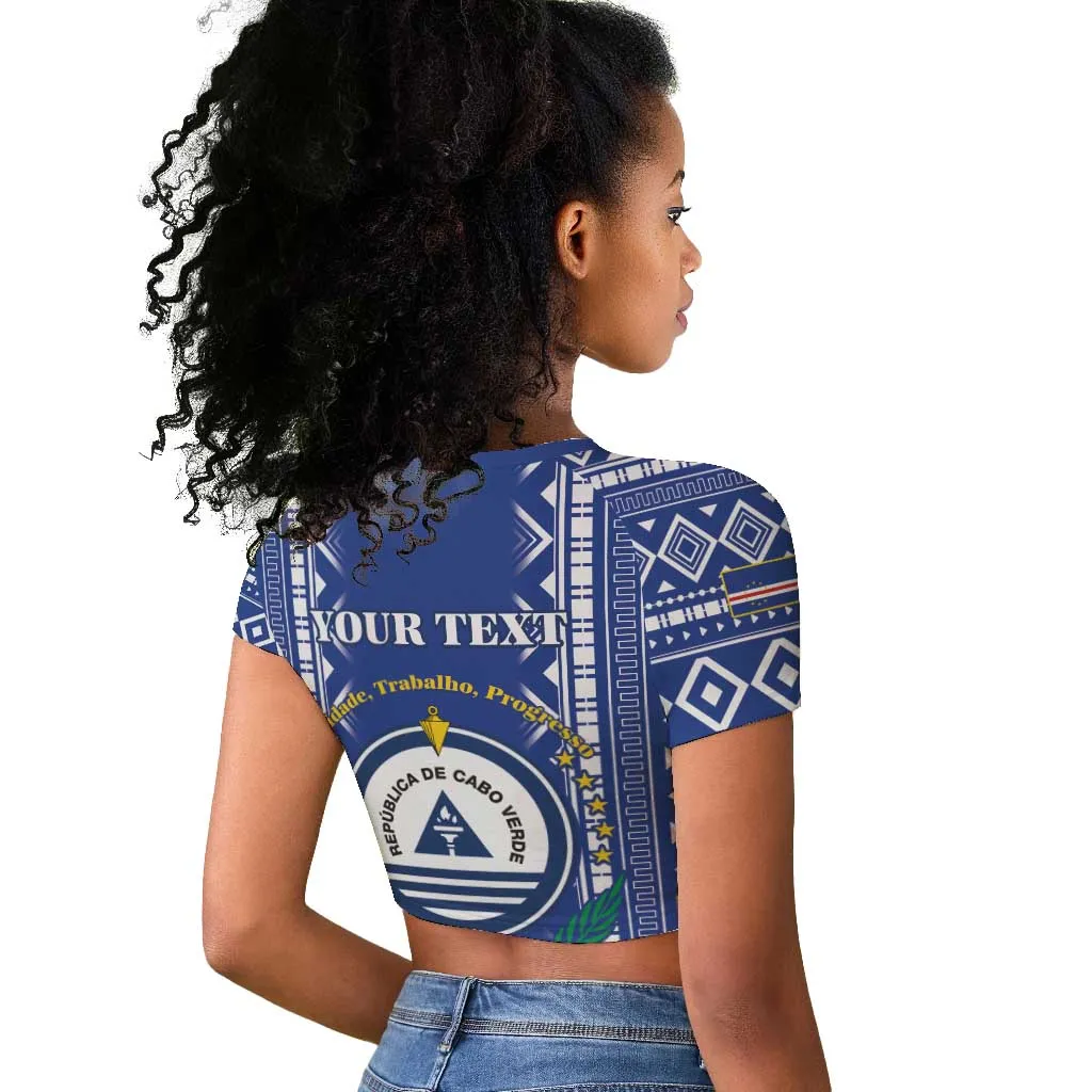 Personalised Cape Verde Raglan Cropped T shirt Grey Headed Kingfisher - Coat Of Arms LT15