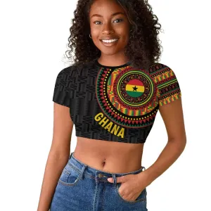 Personalised Ghana African Tribal Mix Kente Patterns Raglan Cropped T shirt Chest Arm Tattoo LT15