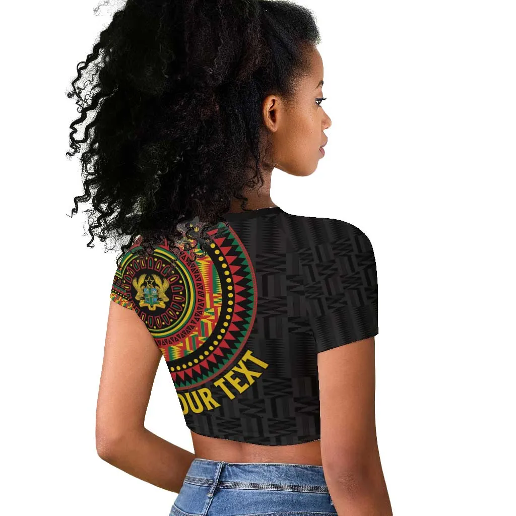 Personalised Ghana African Tribal Mix Kente Patterns Raglan Cropped T shirt Chest Arm Tattoo LT15