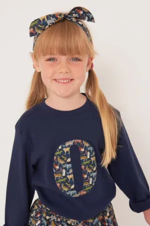 Personalised Navy T-Shirt in Quey 2 Liberty Print