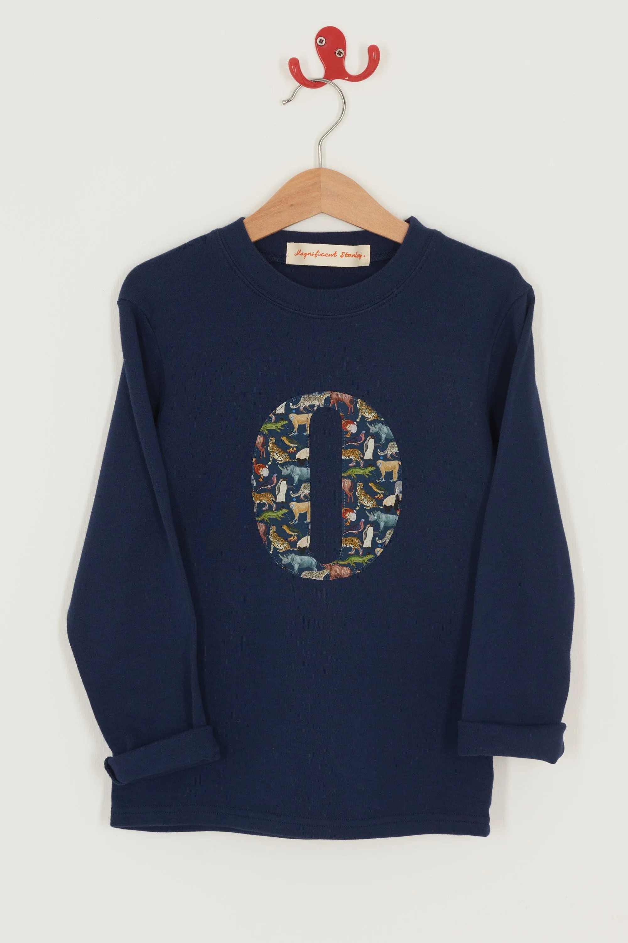 Personalised Navy T-Shirt in Quey 2 Liberty Print