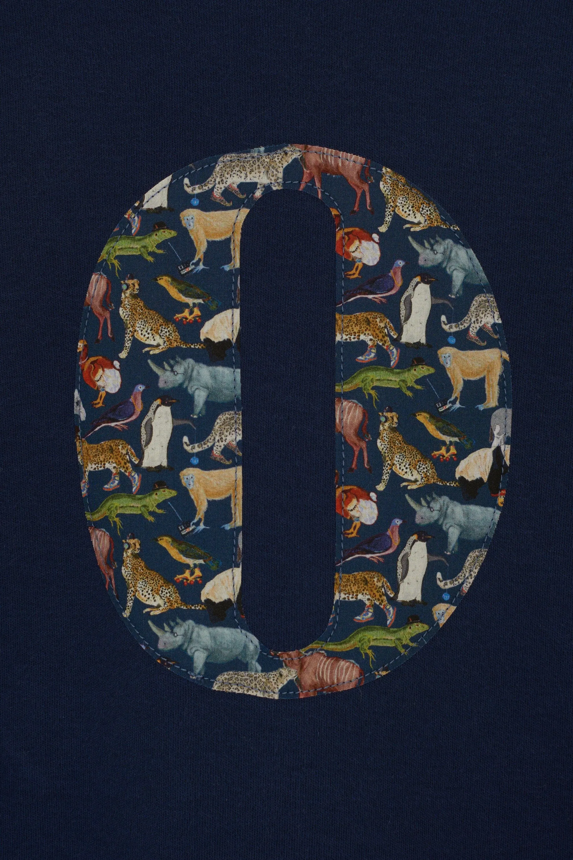 Personalised Navy T-Shirt in Quey 2 Liberty Print