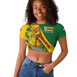 Personalised Proudly Zimbabwe Raglan Cropped T shirt Happy Independence Day LT15