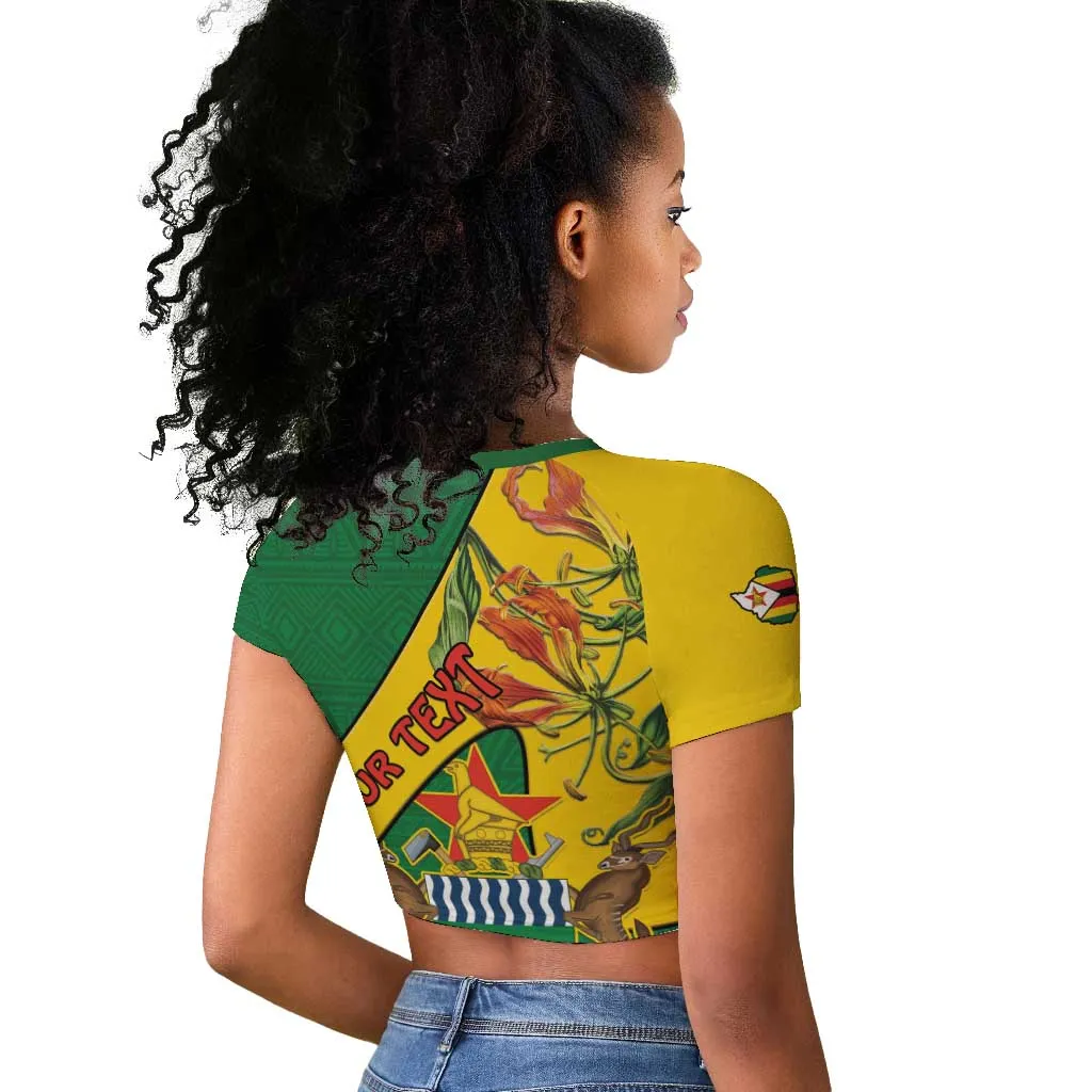 Personalised Proudly Zimbabwe Raglan Cropped T shirt Happy Independence Day LT15