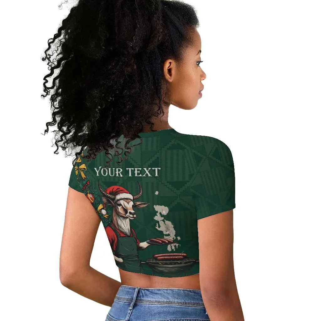 Personalised South Africa Raglan Cropped T shirt Springbok Christmas Braai LT7