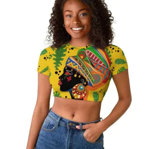 Personalized African Woman Raglan Cropped T shirt Tropical Style DT02