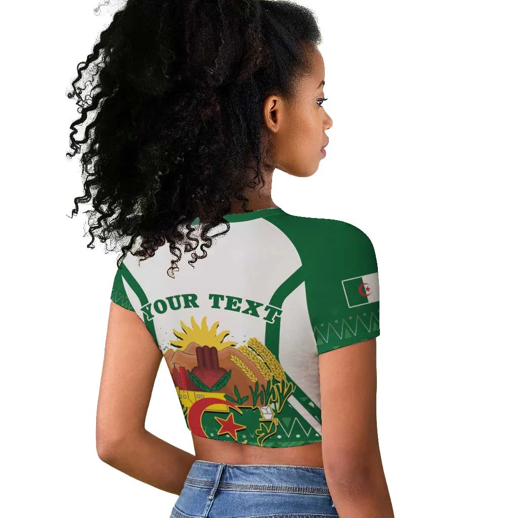 Personalized Afro Algeria Raglan Cropped T shirt Coat Of Arms African Pattern LT14