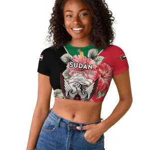 Personalized Afro Sudan Raglan Cropped T shirt Happy Independence Day LT15